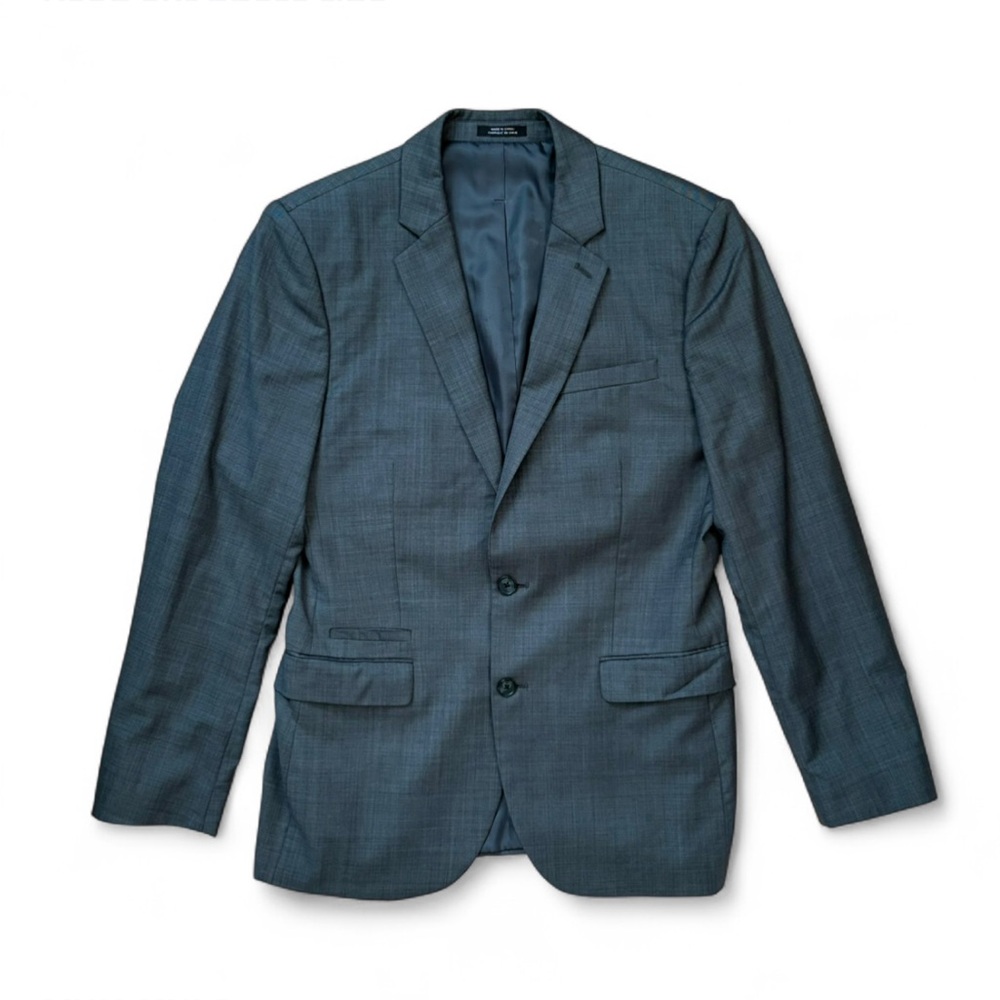 Express Wool Blend Gray Photographer Fitted Suit Jacket Size 38R Medium Modern